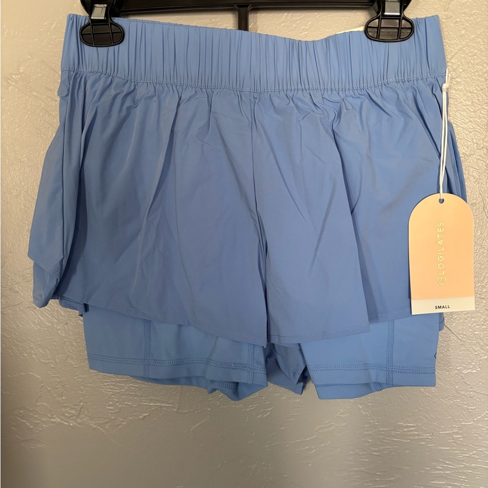 Blogilates NWT ruffle shorts in cool blue size Small